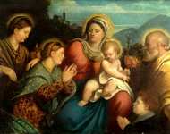 Giovanni Cariani - The Holy Family with Saints and a Donor